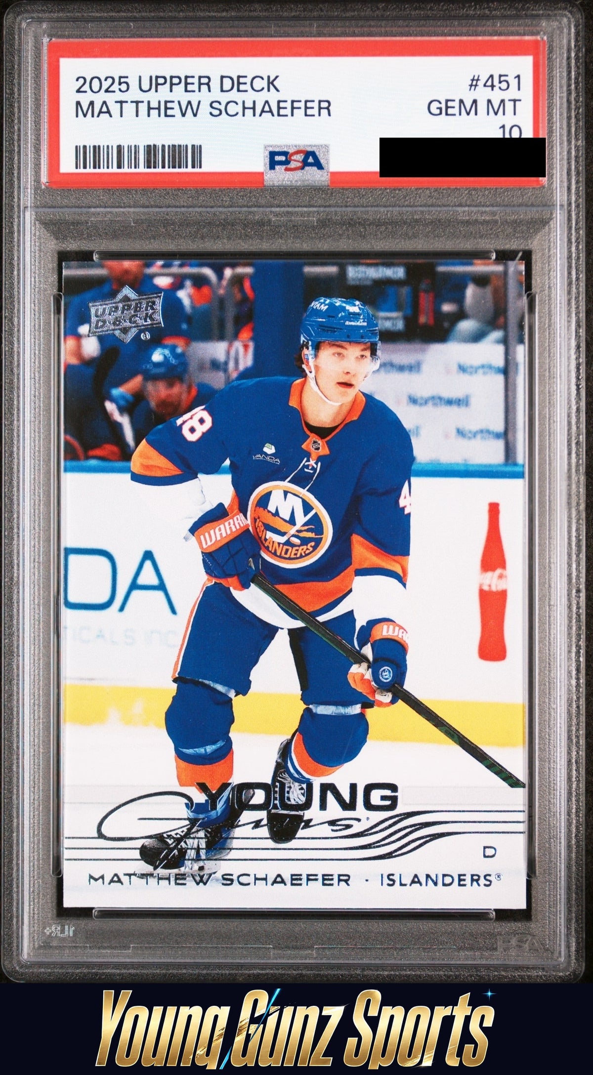 2025-26 Upper Deck Matthew Schaefer Young Guns #451 PSA 10