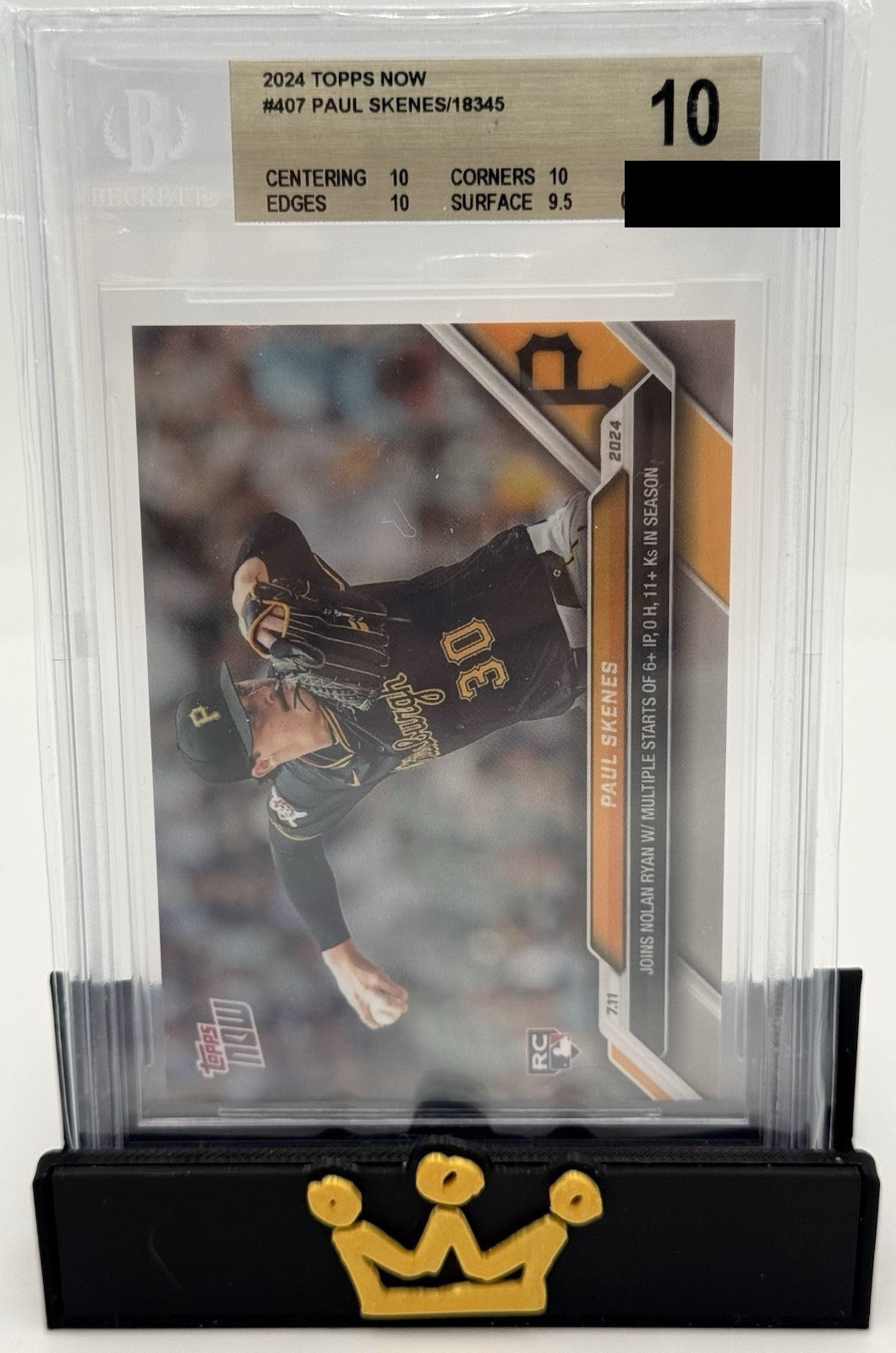 Paul Skenes Topps Now #407 BGS 10