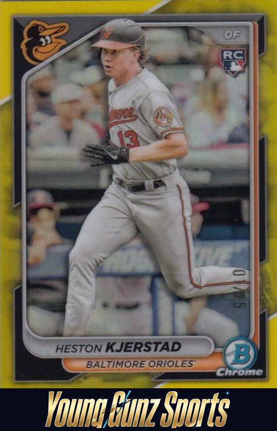 2024 BOWMAN CHROME #44 HESTON KJERSTAD YELLOW REFRACTOR RC /75