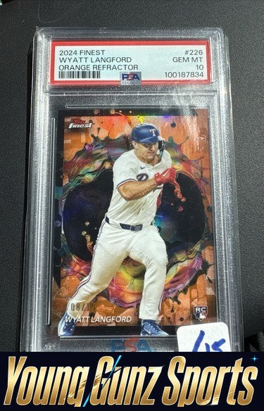 2024 TOPPS FINEST LANGFORD ORANGE /15 PSA 10 RC