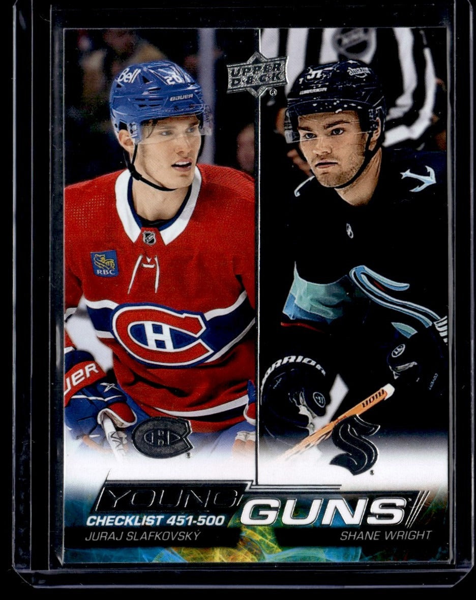 2022-23 Upper Deck Series 2 Slafkovsky Wright Young Guns Checklist RC #500